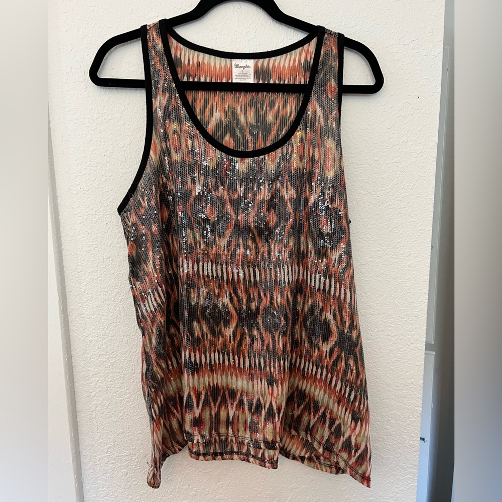 Wrangler Multicolor Aztec Print Tank Top with Black Trim